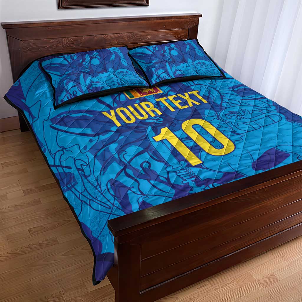 Custom Sri Lanka Cricket Royal Blue Warrior Quilt Bed Set