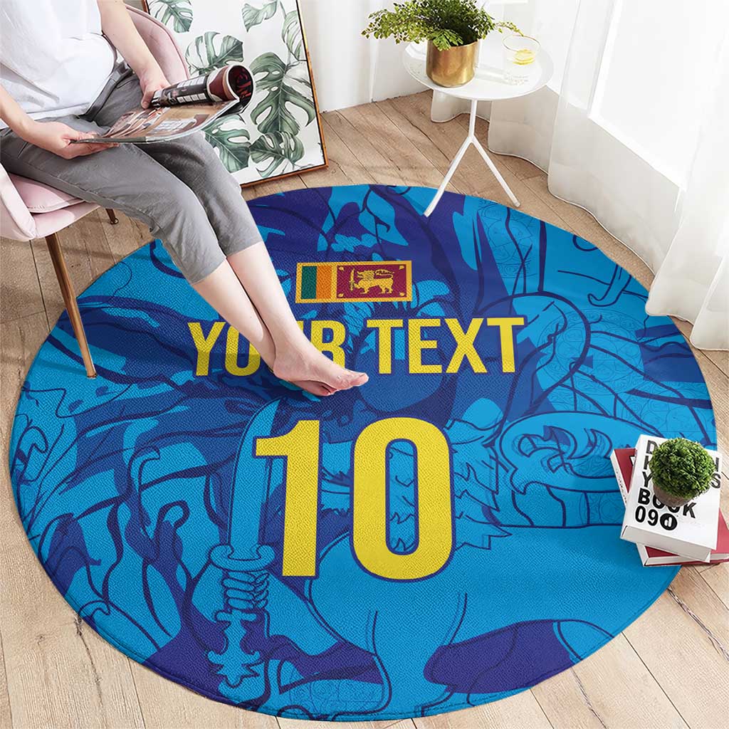 Custom Sri Lanka Cricket Royal Blue Warrior Round Carpet