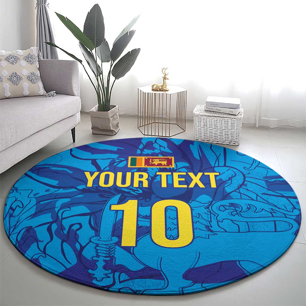 Custom Sri Lanka Cricket Royal Blue Warrior Round Carpet