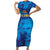 Custom Sri Lanka Cricket Royal Blue Warrior Short Sleeve Bodycon Dress
