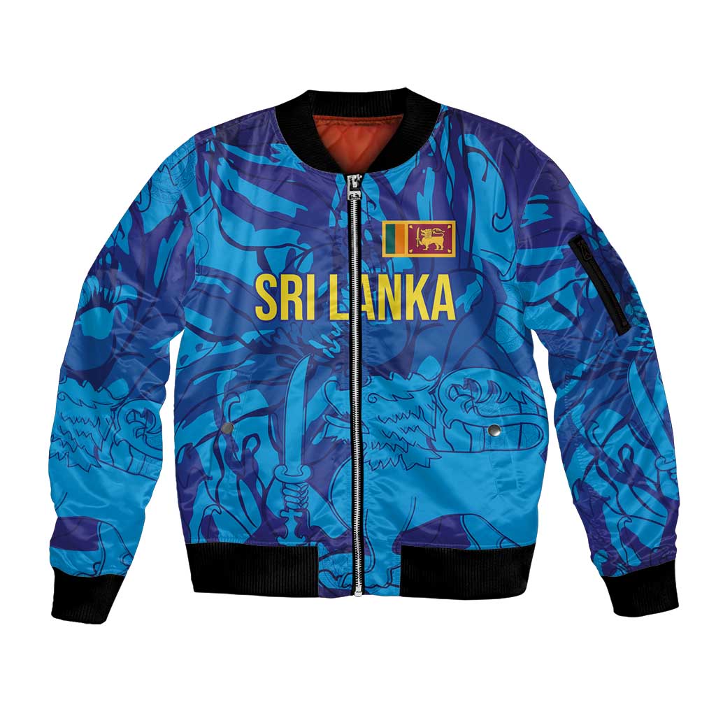 Custom Sri Lanka Cricket Royal Blue Warrior Sleeve Zip Bomber Jacket