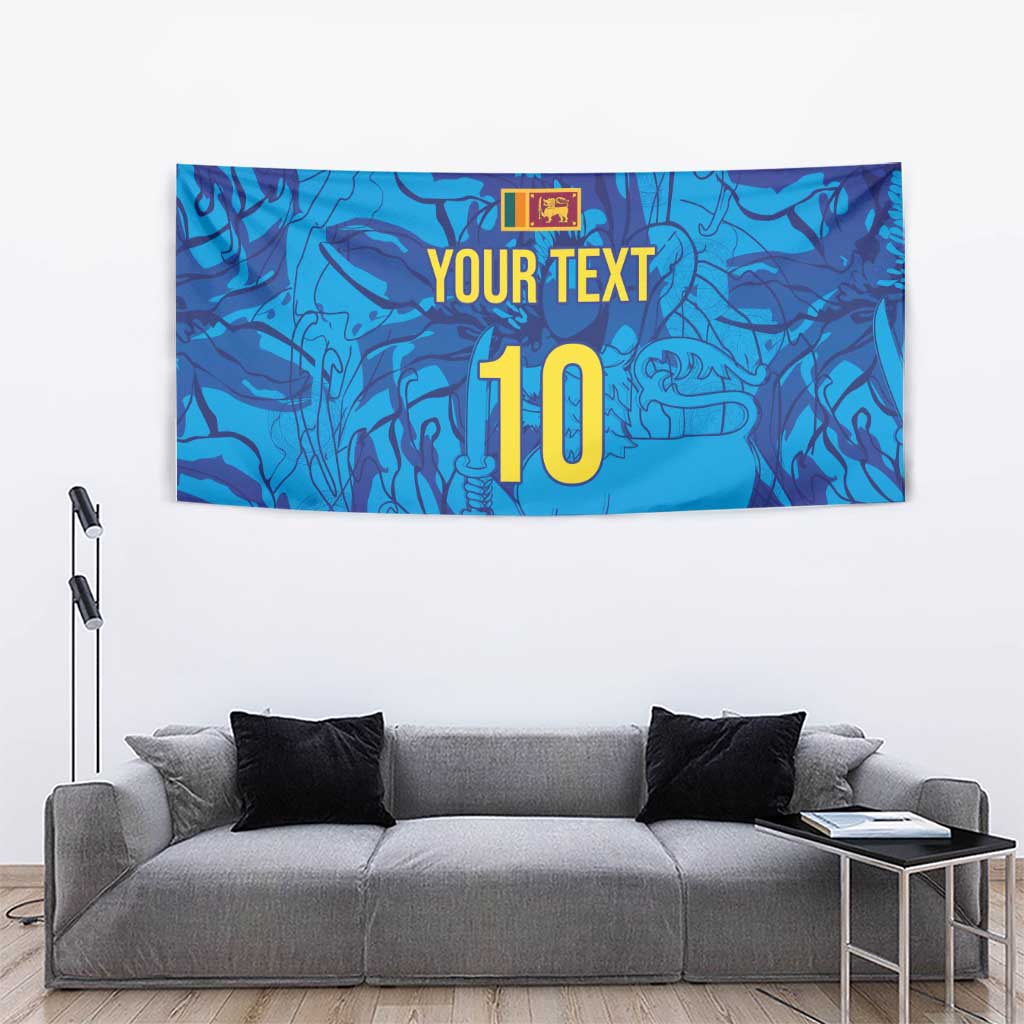 Custom Sri Lanka Cricket Royal Blue Warrior Tapestry