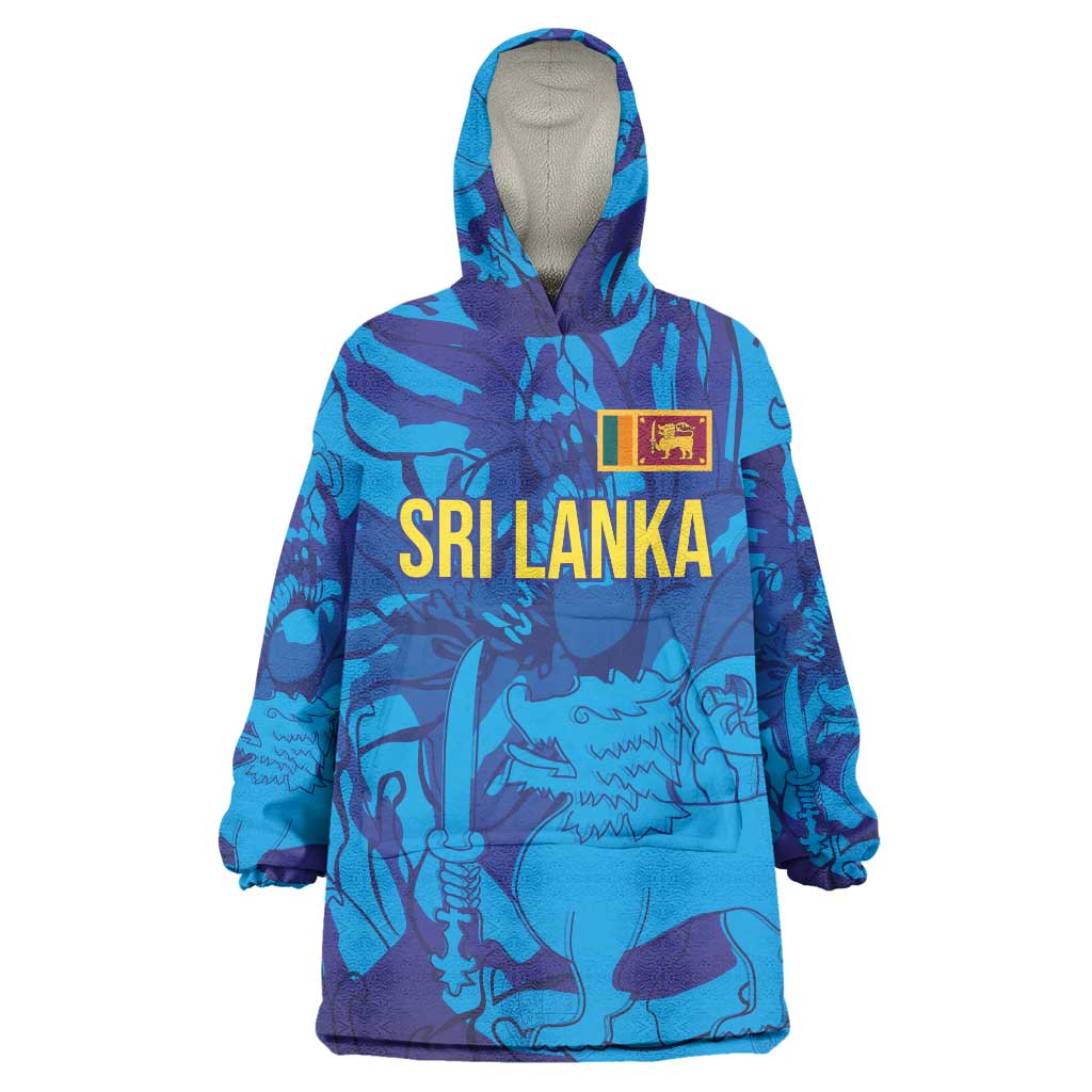 Custom Sri Lanka Cricket Royal Blue Warrior Wearable Blanket Hoodie