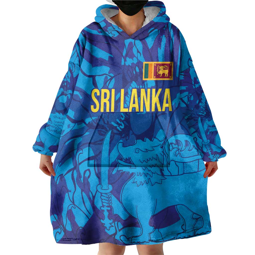 Custom Sri Lanka Cricket Royal Blue Warrior Wearable Blanket Hoodie