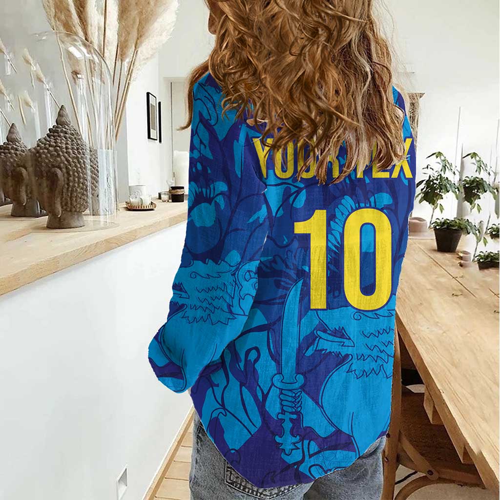 Custom Sri Lanka Cricket Royal Blue Warrior Women Casual Shirt