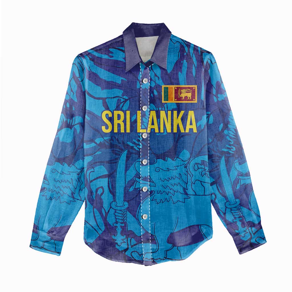 Custom Sri Lanka Cricket Royal Blue Warrior Women Casual Shirt