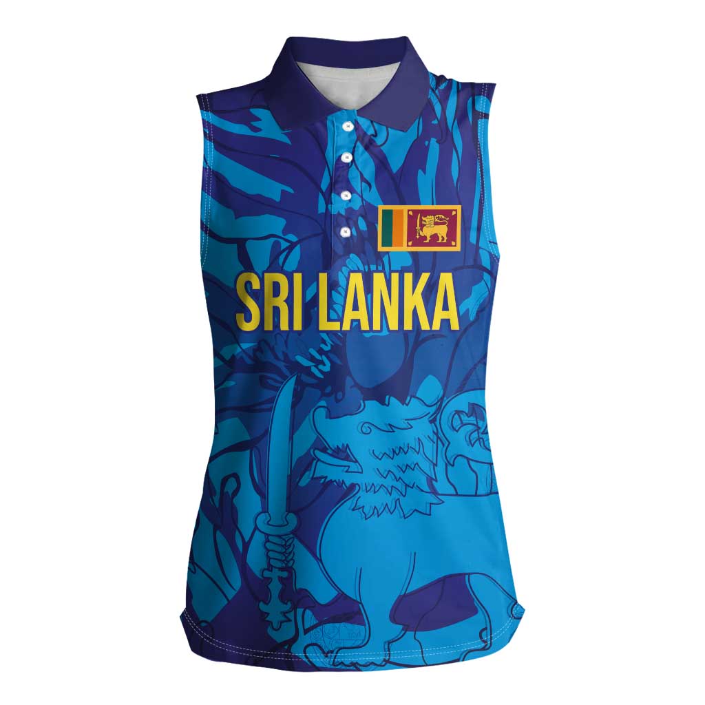 Custom Sri Lanka Cricket Royal Blue Warrior Women Sleeveless Polo Shirt