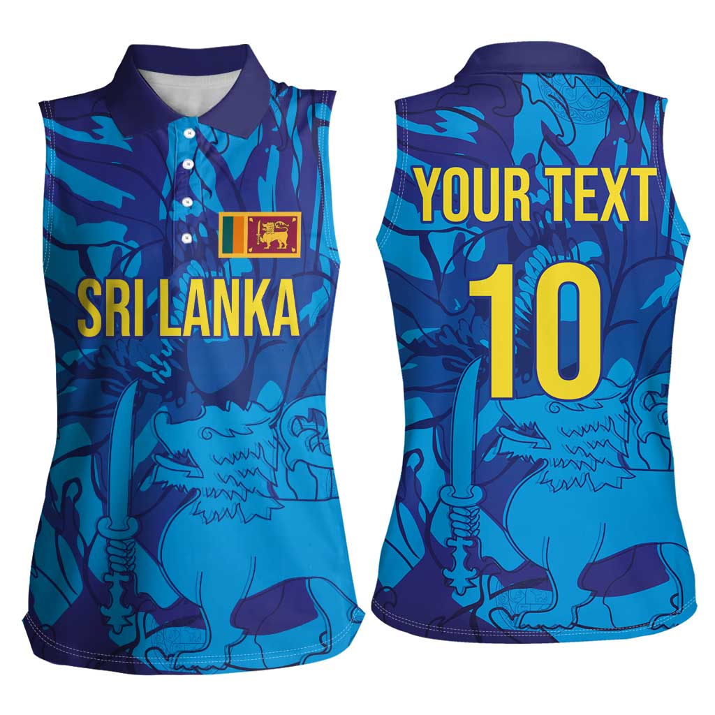 Custom Sri Lanka Cricket Royal Blue Warrior Women Sleeveless Polo Shirt