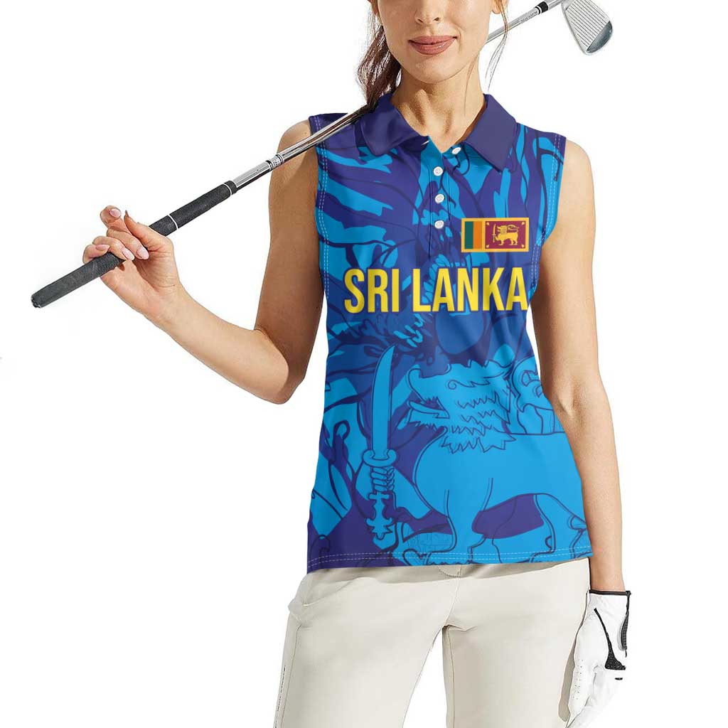 Custom Sri Lanka Cricket Royal Blue Warrior Women Sleeveless Polo Shirt