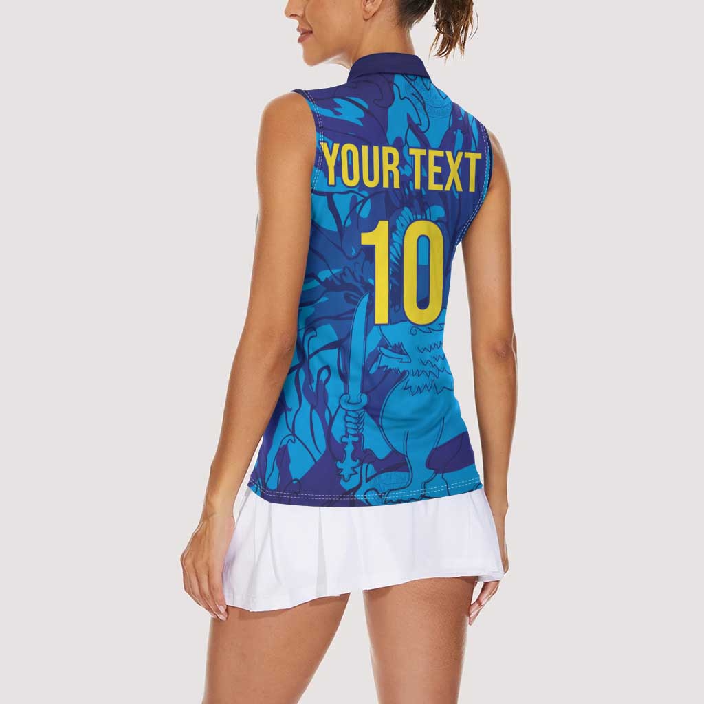 Custom Sri Lanka Cricket Royal Blue Warrior Women Sleeveless Polo Shirt