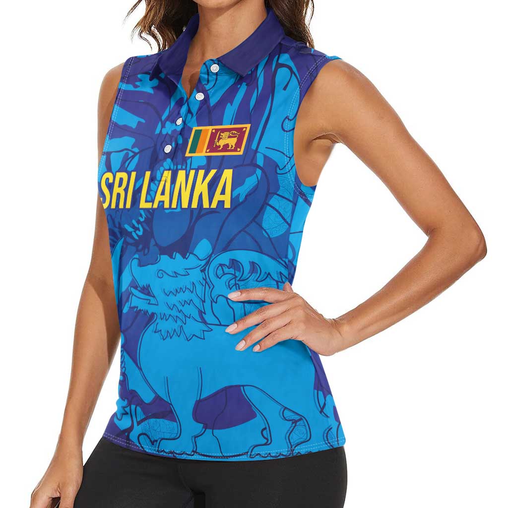Custom Sri Lanka Cricket Royal Blue Warrior Women Sleeveless Polo Shirt