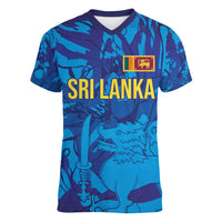 Custom Sri Lanka Cricket Royal Blue Warrior Women V-Neck T-Shirt