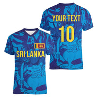 Custom Sri Lanka Cricket Royal Blue Warrior Women V-Neck T-Shirt