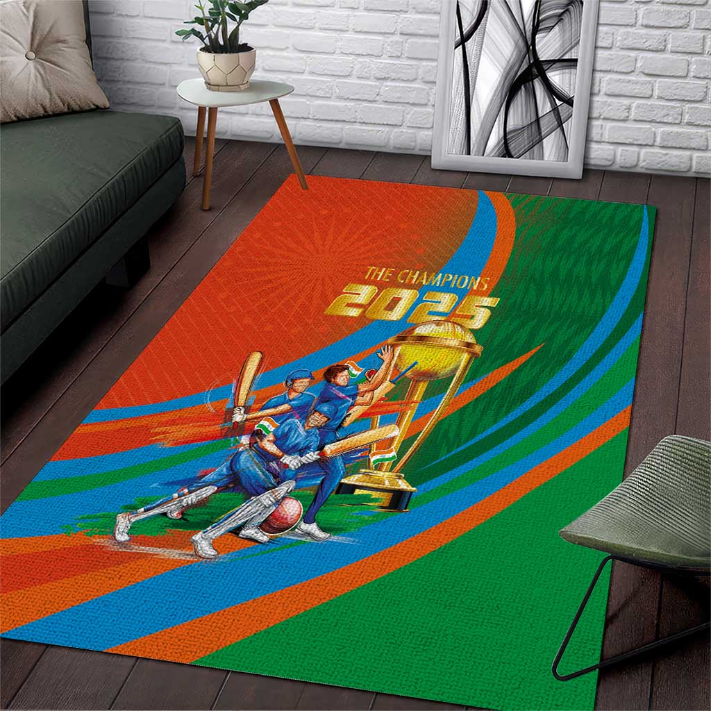 Indian Cricket Men in Blue The Champion 2025 Area Rug