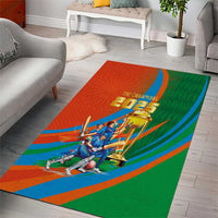 Indian Cricket Men in Blue The Champion 2025 Area Rug