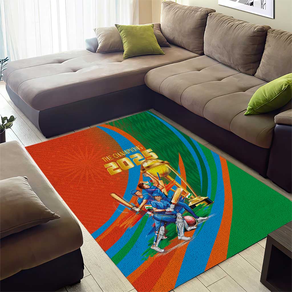 Indian Cricket Men in Blue The Champion 2025 Area Rug