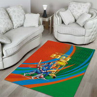 Indian Cricket Men in Blue The Champion 2025 Area Rug