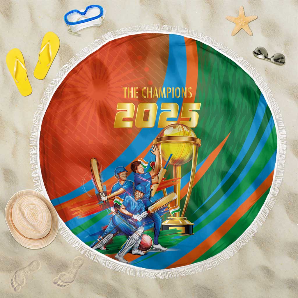Indian Cricket Men in Blue The Champion 2025 Beach Blanket