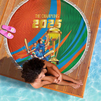 Indian Cricket Men in Blue The Champion 2025 Beach Blanket