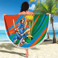 Indian Cricket Men in Blue The Champion 2025 Beach Blanket