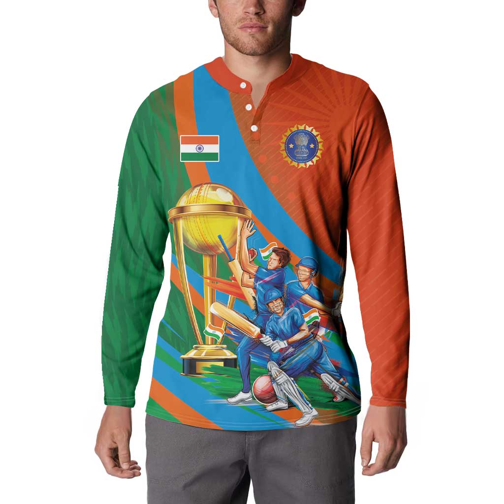 Indian Cricket Men in Blue The Champion 2025 Button Sweatshirt