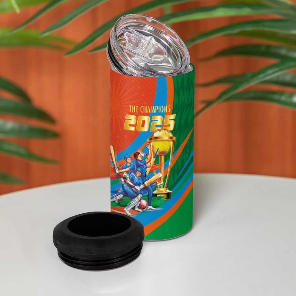 Indian Cricket Men in Blue The Champion 2025 4 in 1 Can Cooler Tumbler