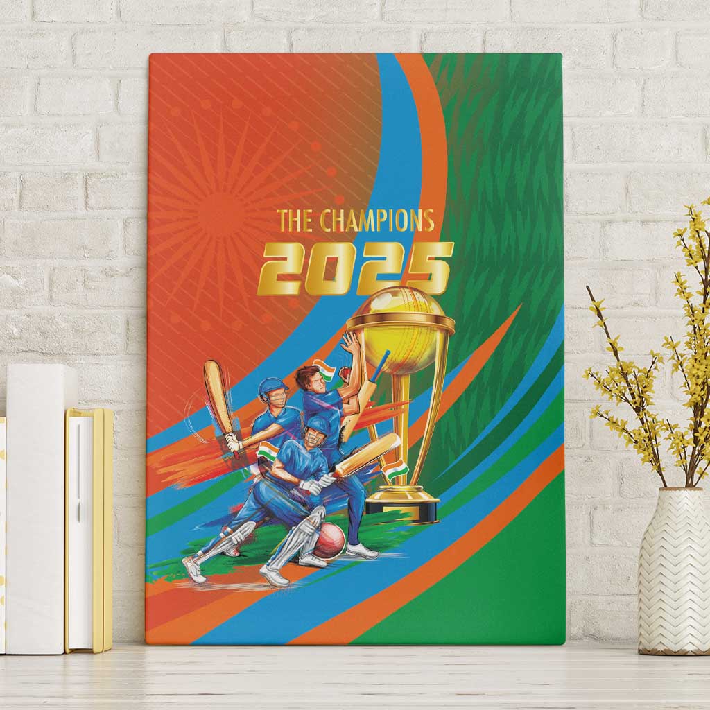 Indian Cricket Men in Blue The Champion 2025 Canvas Wall Art