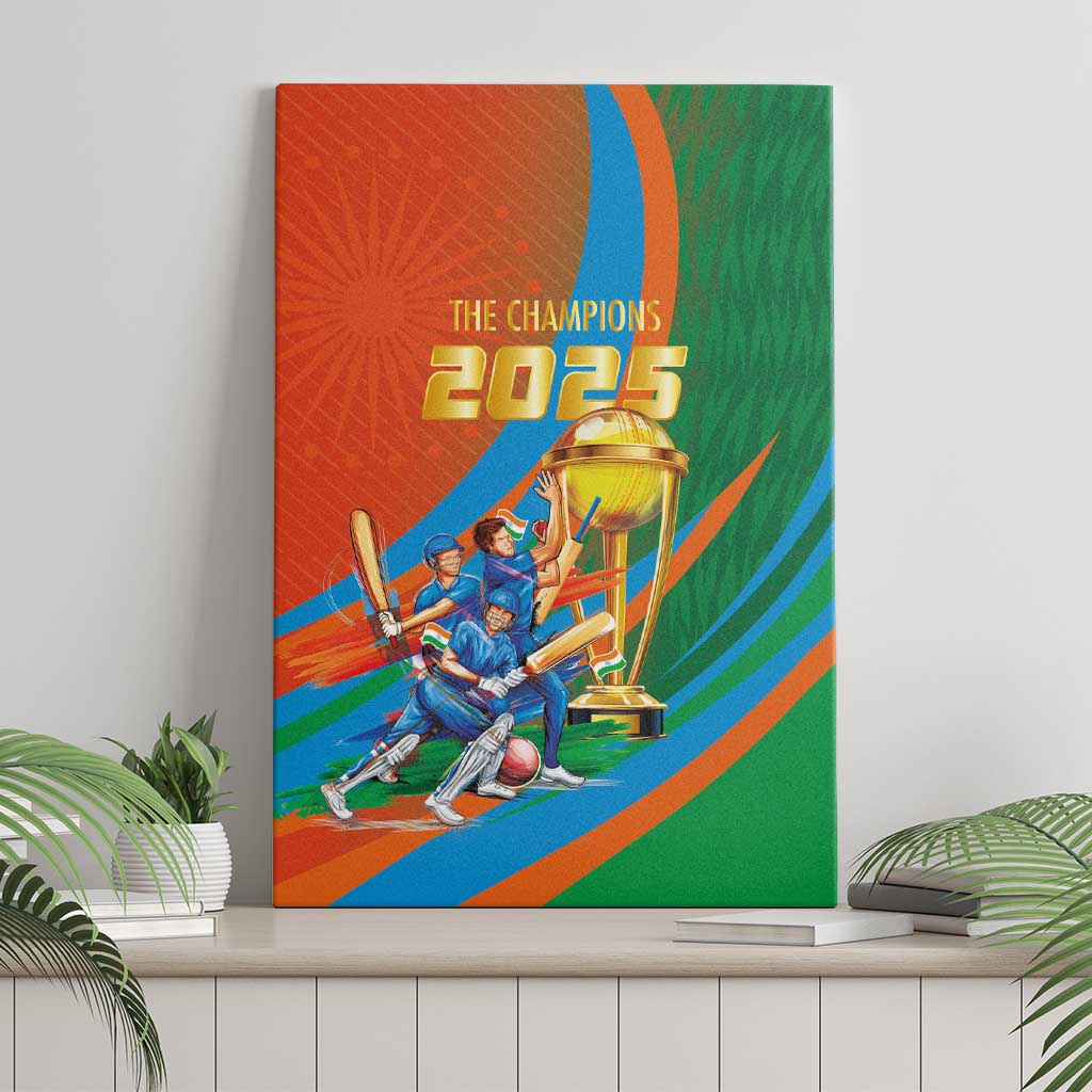 Indian Cricket Men in Blue The Champion 2025 Canvas Wall Art