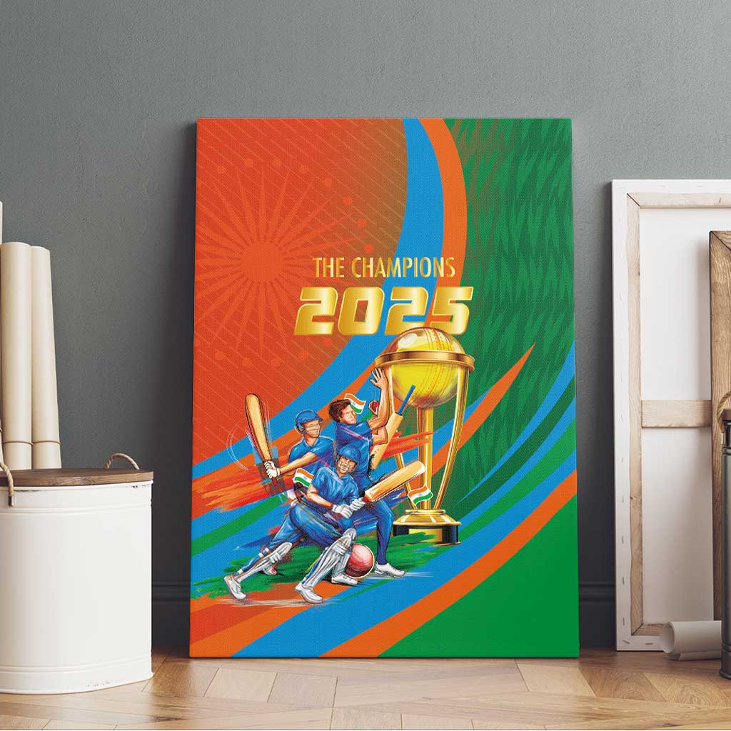 Indian Cricket Men in Blue The Champion 2025 Canvas Wall Art