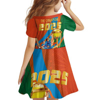 Indian Cricket Men in Blue The Champion 2025 Family Matching Off Shoulder Short Dress and Hawaiian Shirt