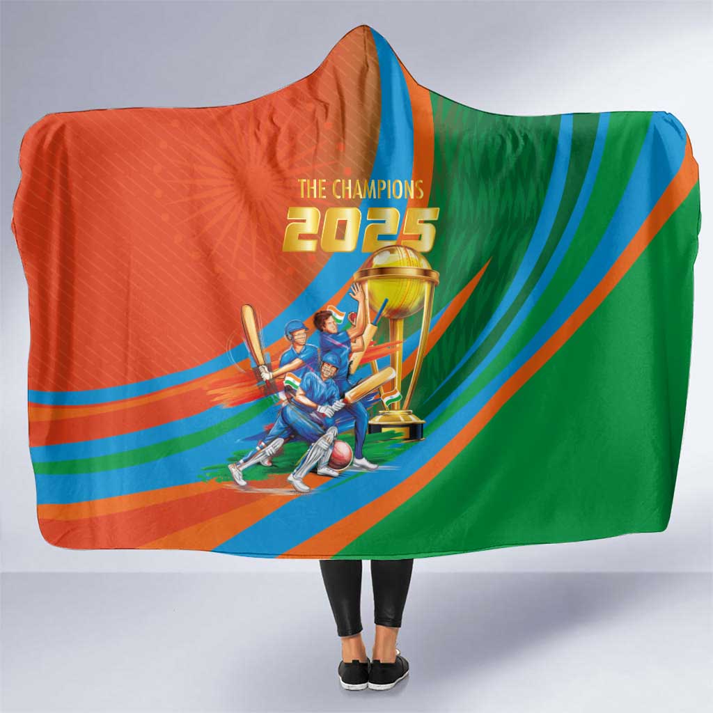 Indian Cricket Men in Blue The Champion 2025 Hooded Blanket