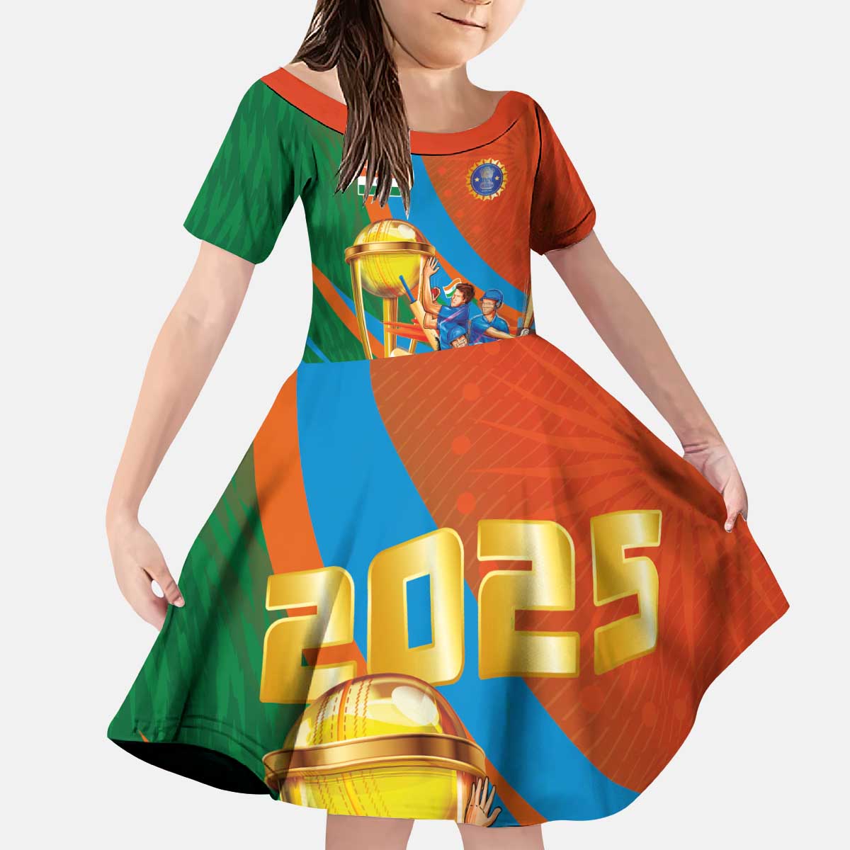 Indian Cricket Men in Blue The Champion 2025 Kid Short Sleeve Dress