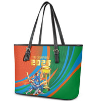 Indian Cricket Men in Blue The Champion 2025 Leather Tote Bag