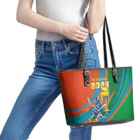 Indian Cricket Men in Blue The Champion 2025 Leather Tote Bag