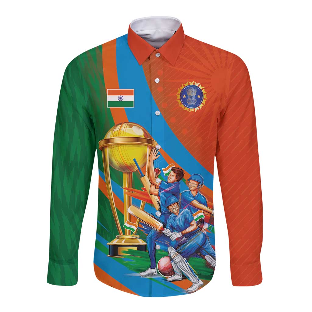Indian Cricket Men in Blue The Champion 2025 Long Sleeve Button Shirt