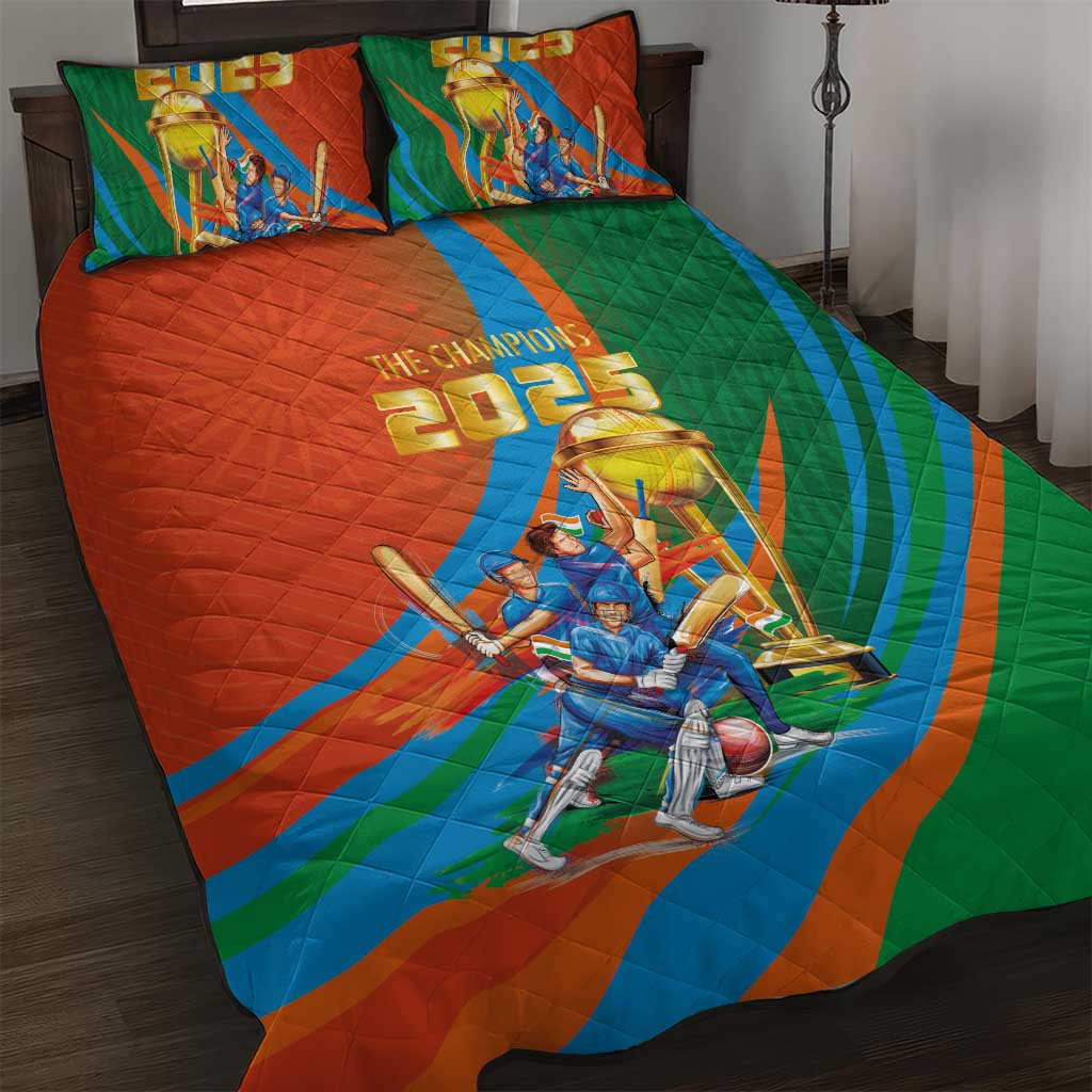 Indian Cricket Men in Blue The Champion 2025 Quilt Bed Set
