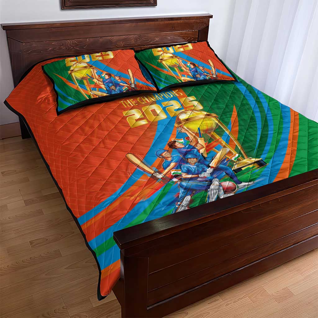 Indian Cricket Men in Blue The Champion 2025 Quilt Bed Set