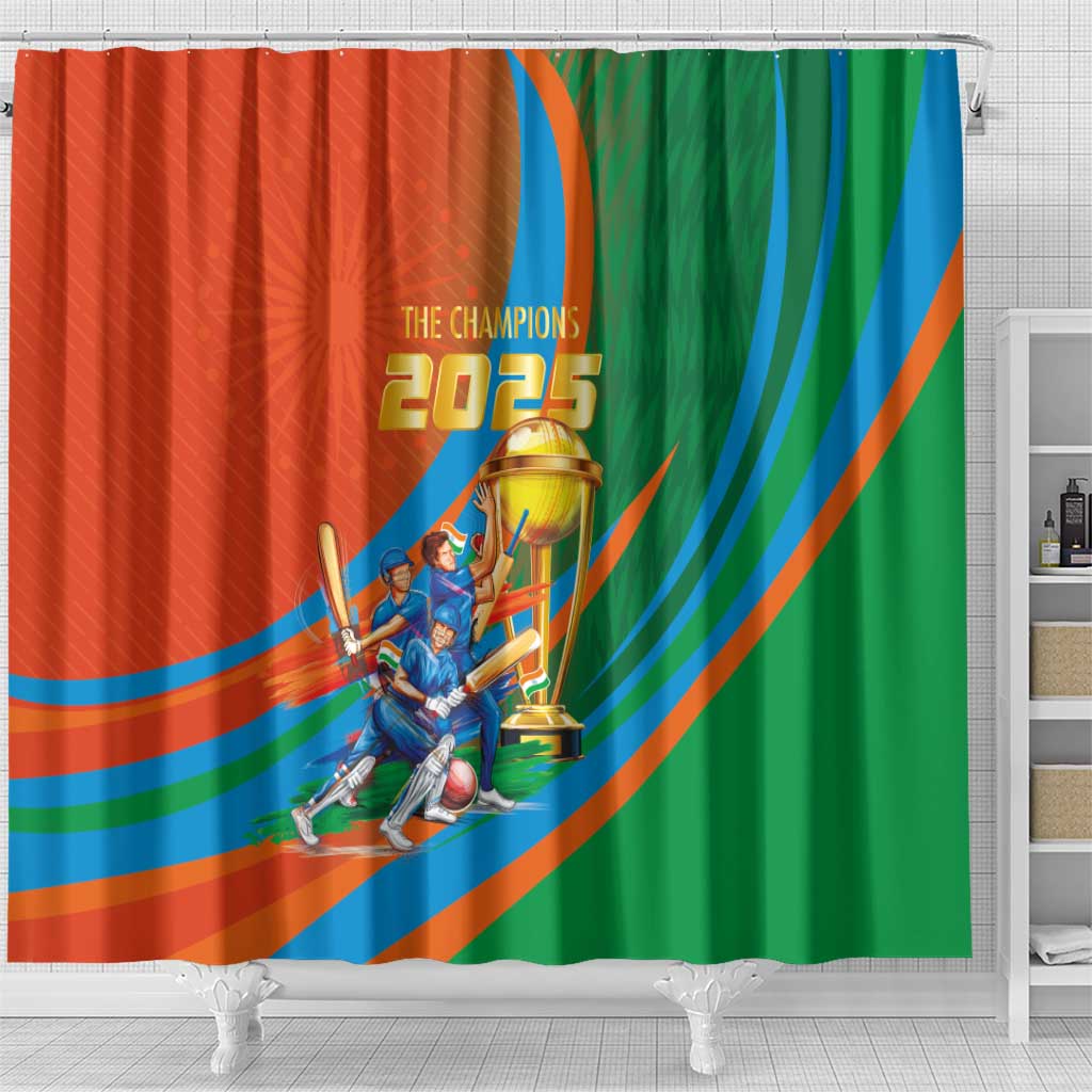 Indian Cricket Men in Blue The Champion 2025 Shower Curtain