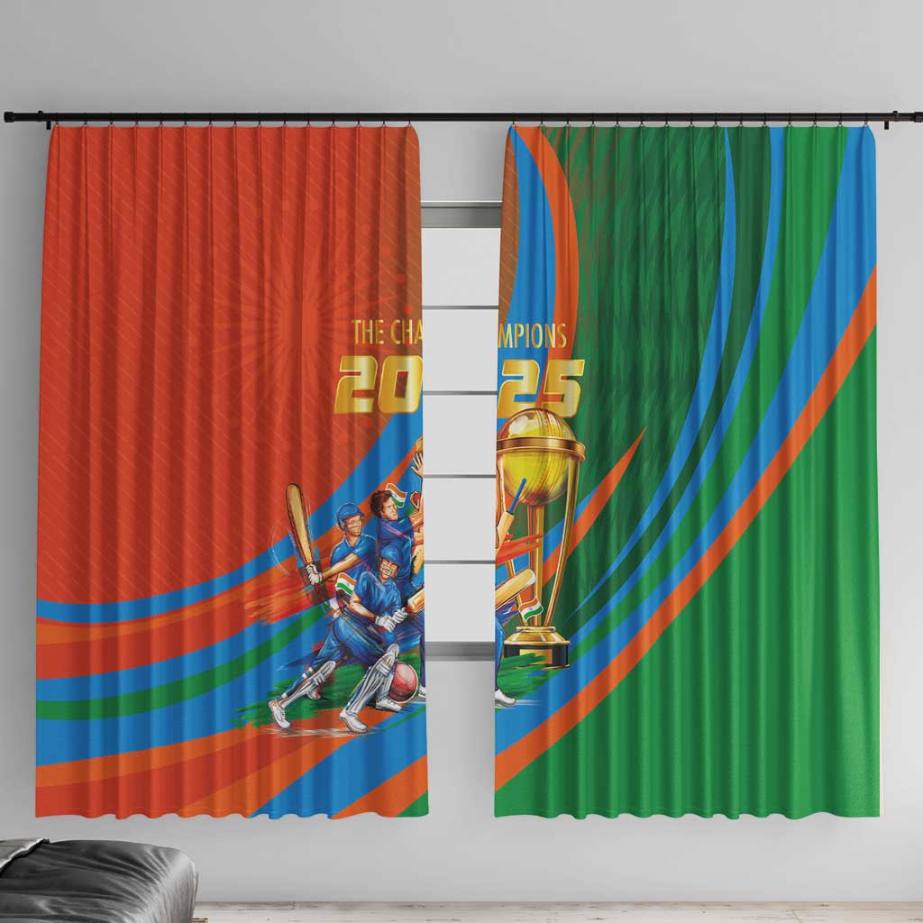 Indian Cricket Men in Blue The Champion 2025 Window Curtain