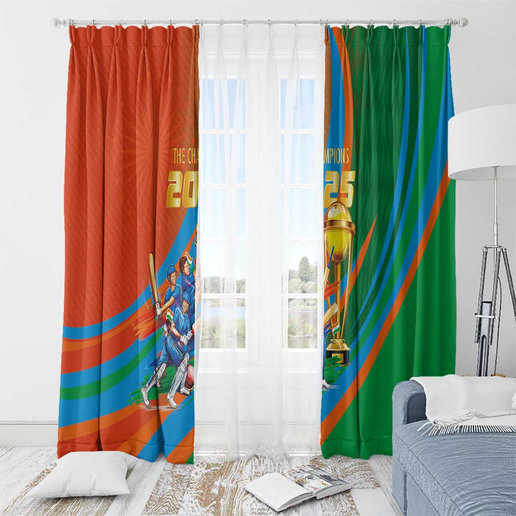 Indian Cricket Men in Blue The Champion 2025 Window Curtain