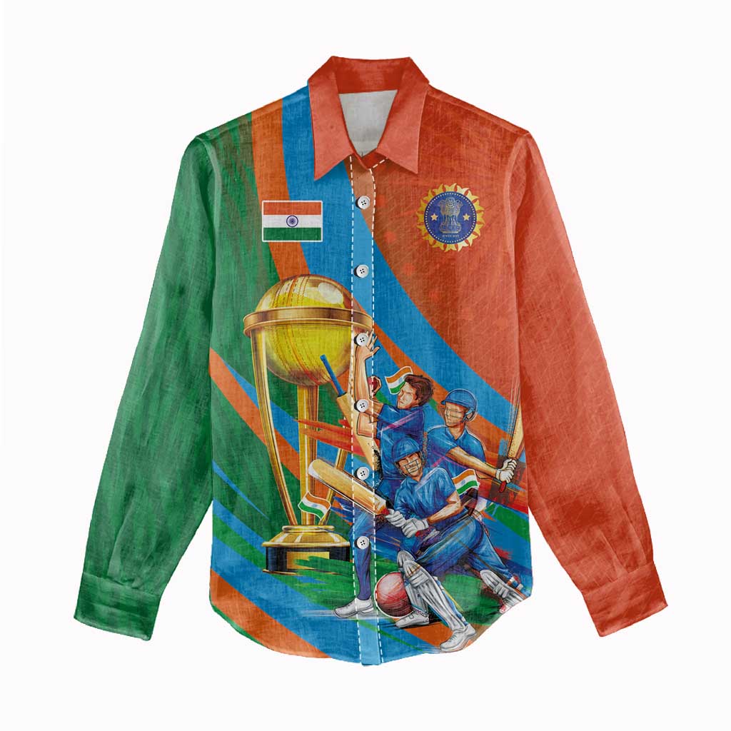 Indian Cricket Men in Blue The Champion 2025 Women Casual Shirt