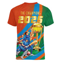 Indian Cricket Men in Blue The Champion 2025 Women V-Neck T-Shirt