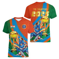 Indian Cricket Men in Blue The Champion 2025 Women V-Neck T-Shirt