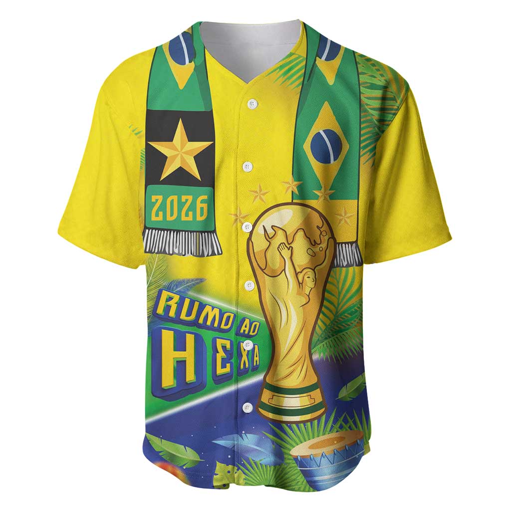 Brasil Football Custom Baseball Jersey Rumo ao Hexa 2026