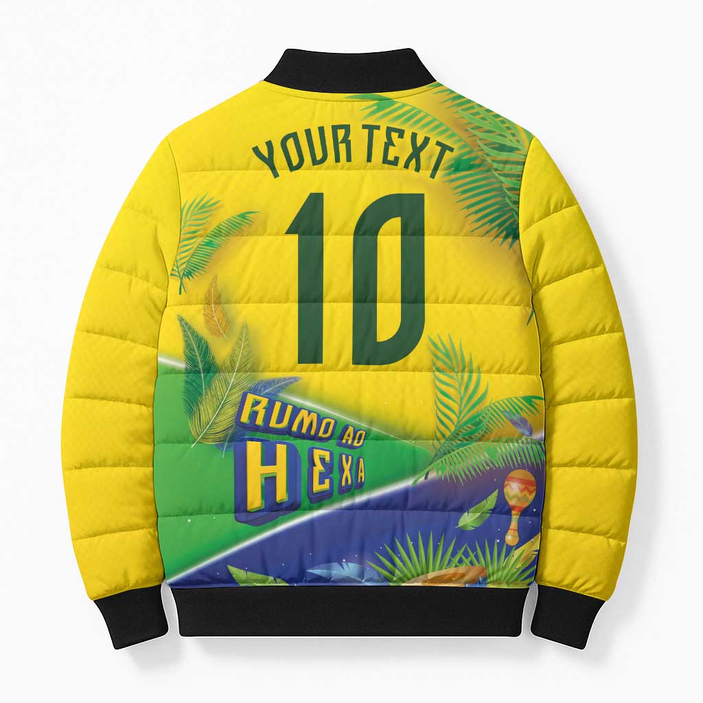 Brasil Football Custom Bomber Puffer Jacket Rumo ao Hexa 2026
