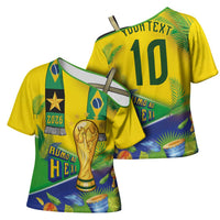 Brasil Football Custom Cross Shoulder Shirt Rumo ao Hexa 2026