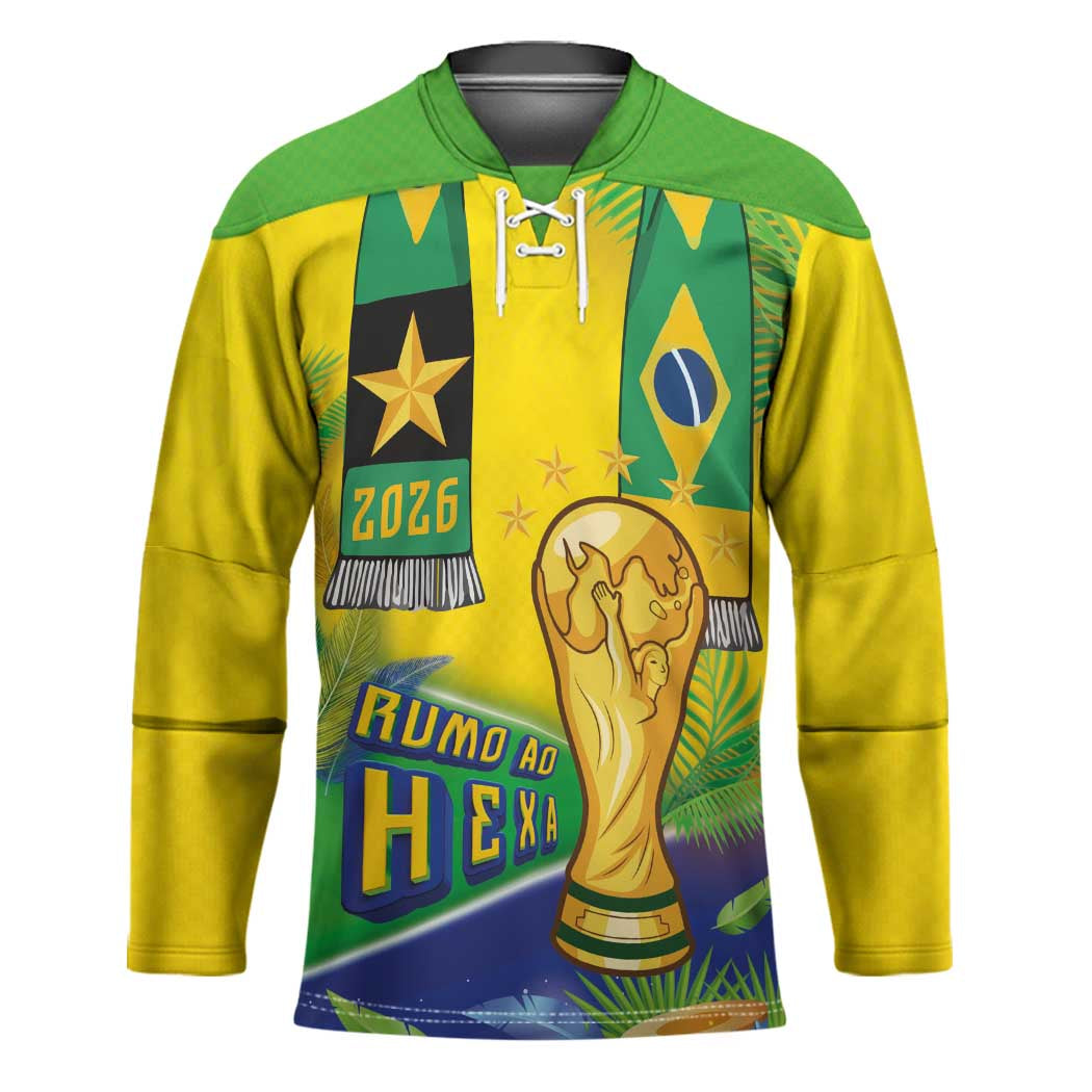 Brasil Football Custom Hockey Jersey Rumo ao Hexa 2026