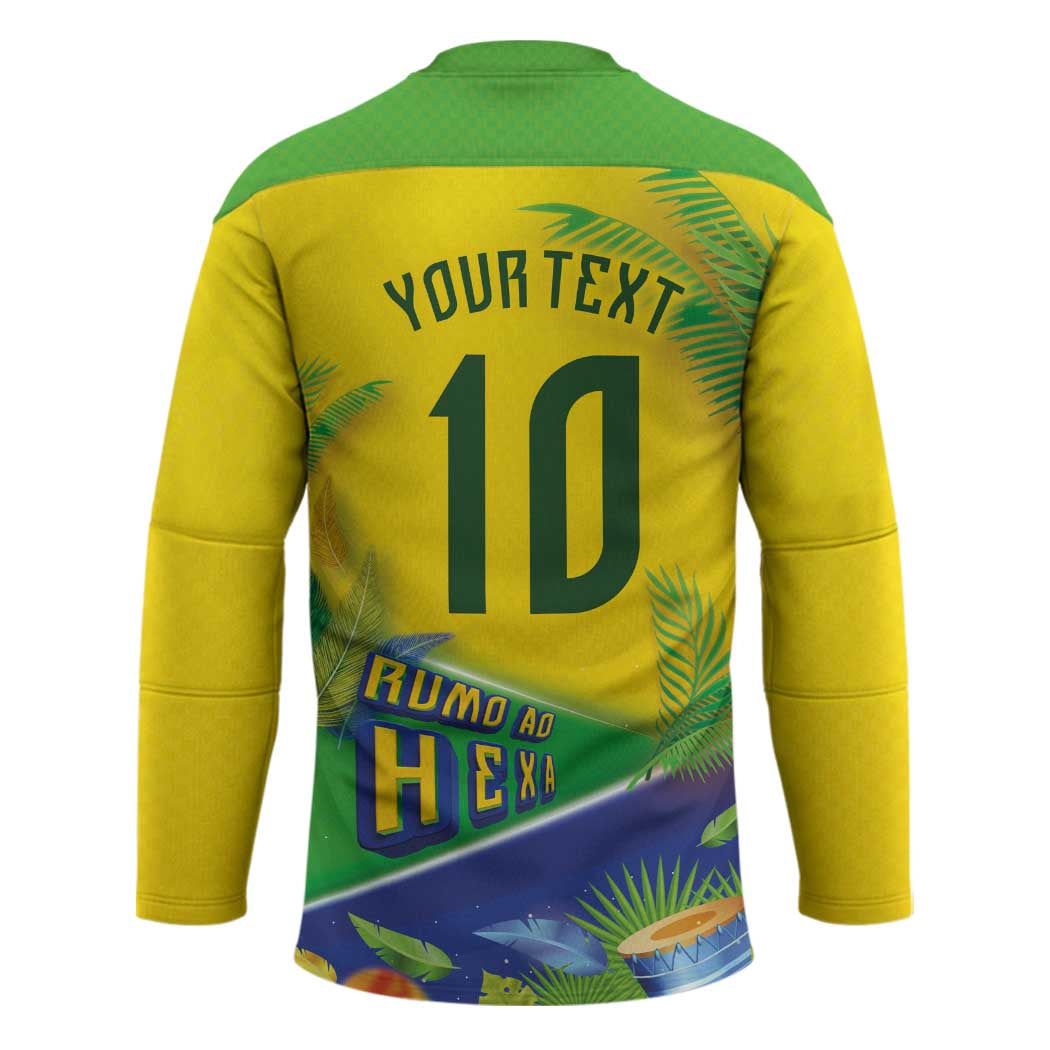 Brasil Football Custom Hockey Jersey Rumo ao Hexa 2026