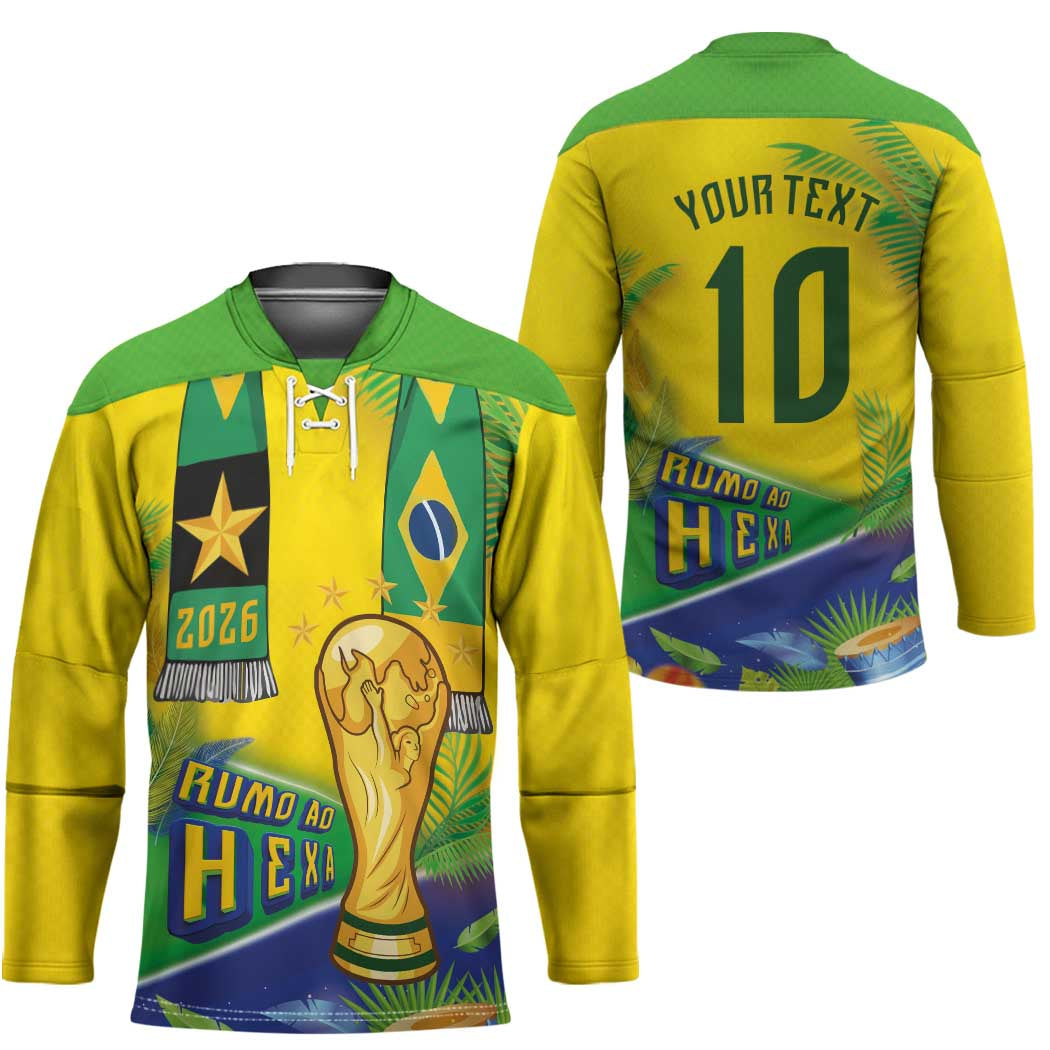 Brasil Football Custom Hockey Jersey Rumo ao Hexa 2026