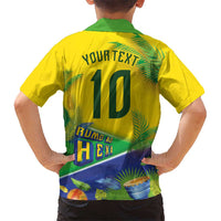 Brasil Football Custom Kid Hawaiian Shirt Rumo ao Hexa 2026